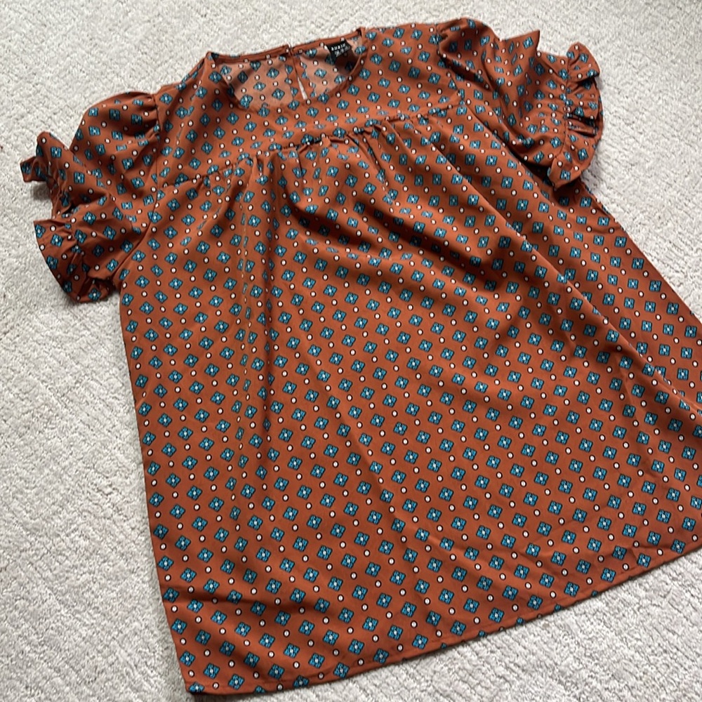 SHEIN Orange and Blue Blouse